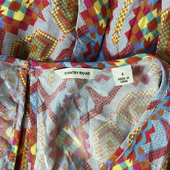 Country Road Dress Multicolored Colorful Geometric Hippie Size 6 XS - Picture 8 of 12
